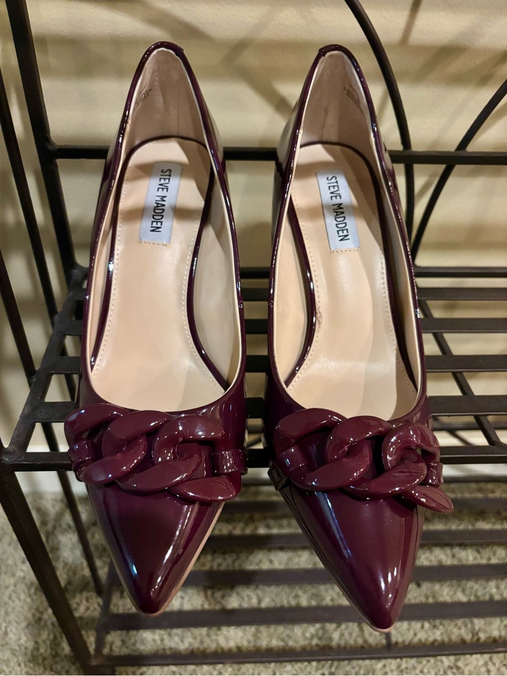 NEW Steve Madden Wine-Plum Patent Look Pointed-Toe Heels Size 8